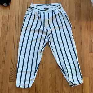 Blue and white striped pants